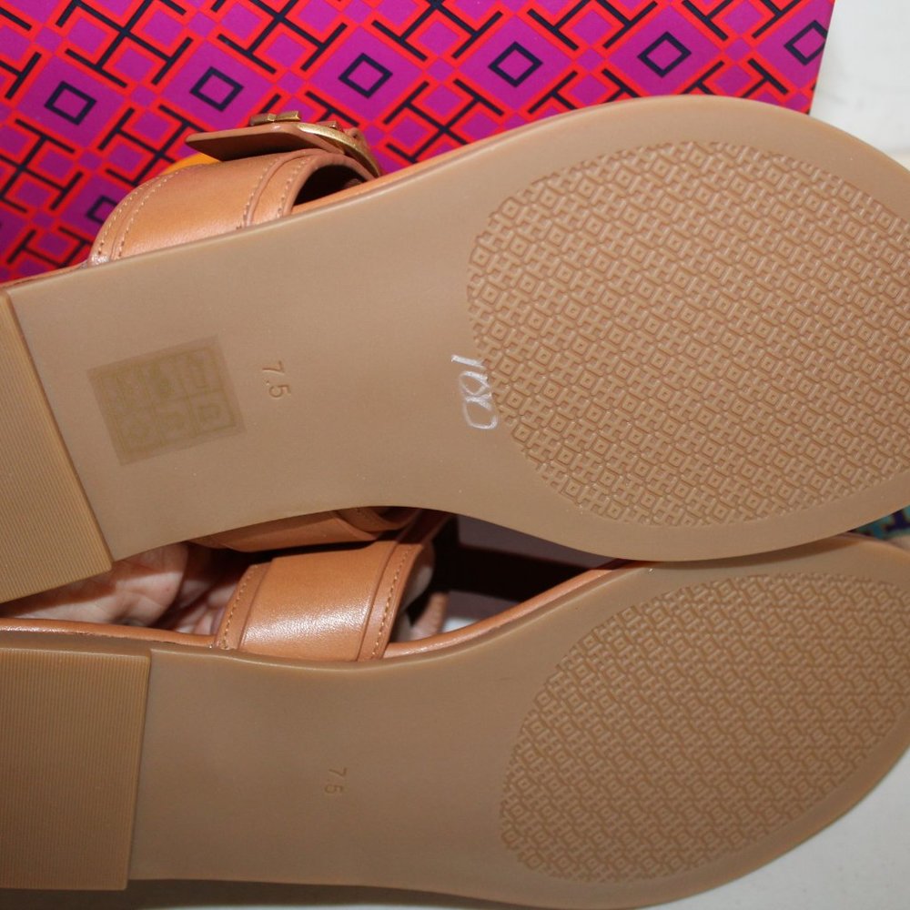 TORY BURCH MARSDEN FLAT THONG SANDALS TAN LEATHER - Picture 9 of 9